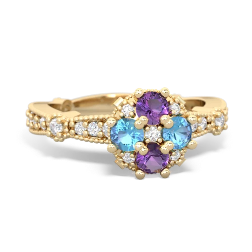 amethyst-blue topaz art deco engagement ring