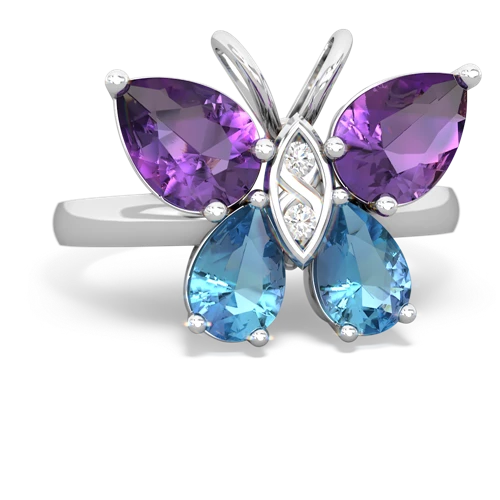 amethyst-blue topaz butterfly ring