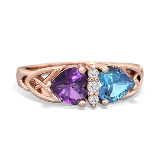 amethyst-blue topaz celtic ring