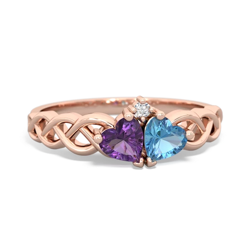 amethyst-blue topaz celtic braid ring