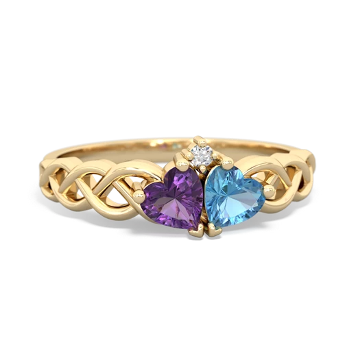 amethyst-blue topaz celtic braid ring