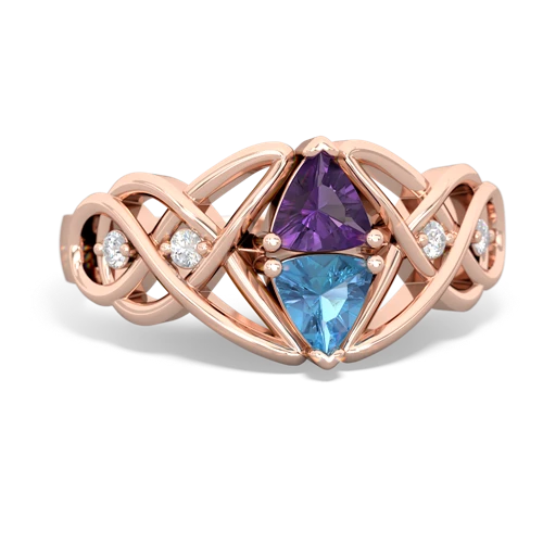 amethyst-blue topaz celtic knot ring