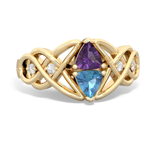 amethyst-blue topaz celtic knot ring