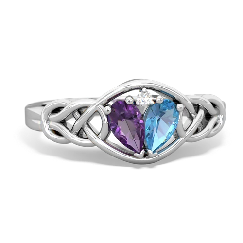 amethyst-blue topaz celtic knot ring