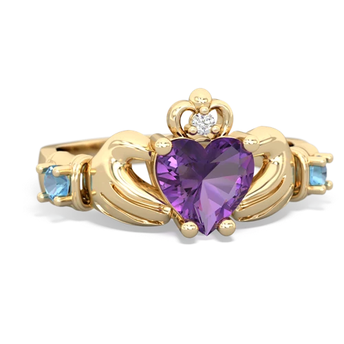 amethyst-blue topaz claddagh ring