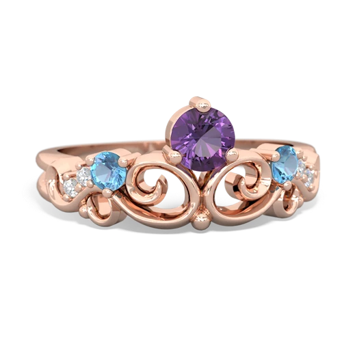 Amethyst Genuine Amethyst with Genuine Swiss Blue Topaz and Genuine Opal Crown Keepsake ring Ring