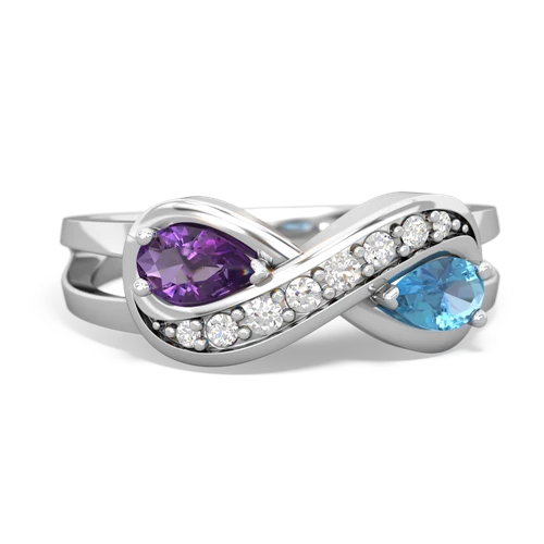 amethyst-blue topaz diamond infinity ring