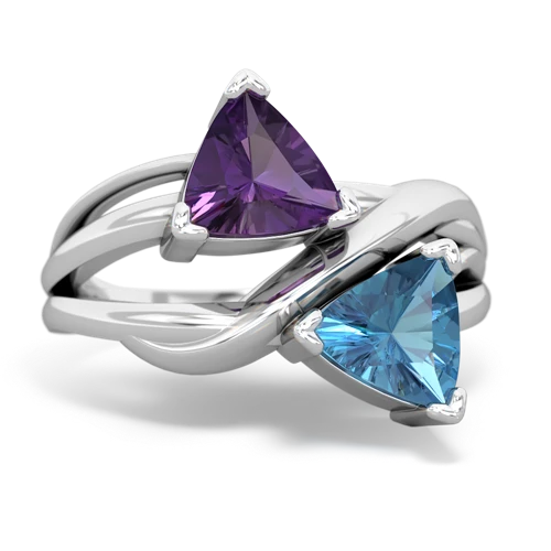 amethyst-blue topaz filligree ring