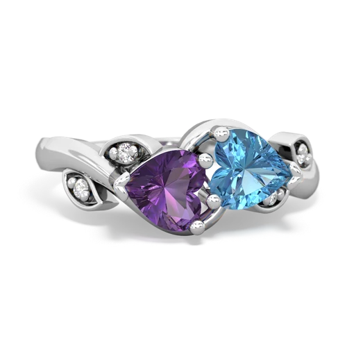 amethyst-blue topaz floral keepsake ring