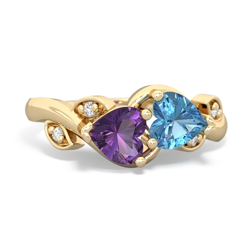 amethyst-blue topaz floral keepsake ring