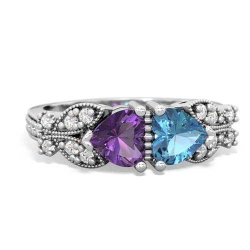 amethyst-blue topaz keepsake butterfly ring