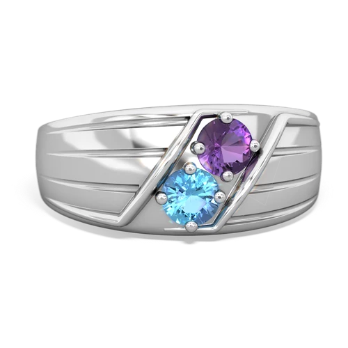 amethyst-blue topaz mens ring