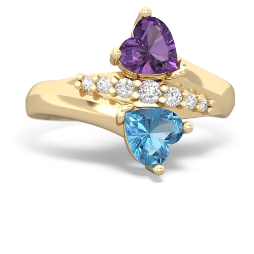 amethyst-blue topaz modern ring