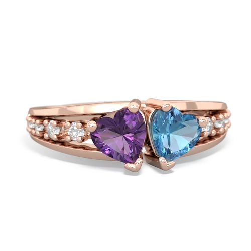 amethyst-blue topaz modern ring