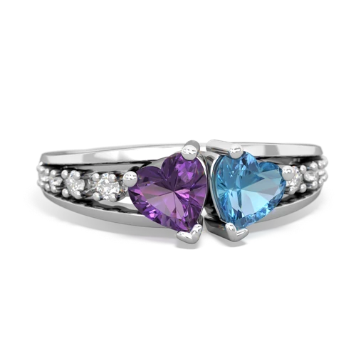 amethyst-blue topaz modern ring