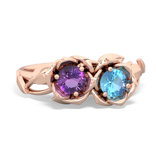 amethyst-blue topaz roses ring