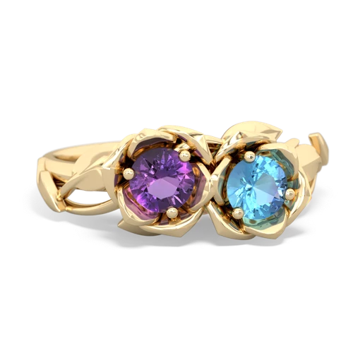 amethyst-blue topaz roses ring