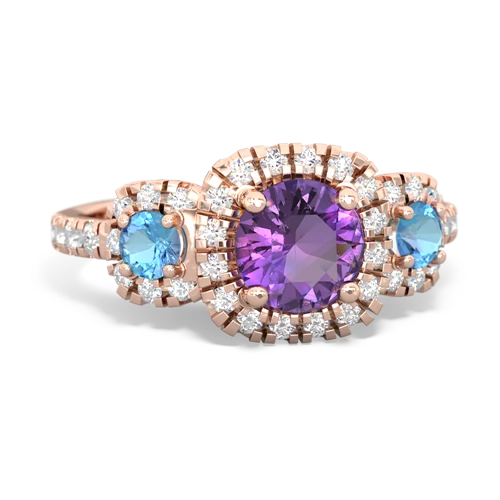 amethyst-blue topaz three stone regal ring