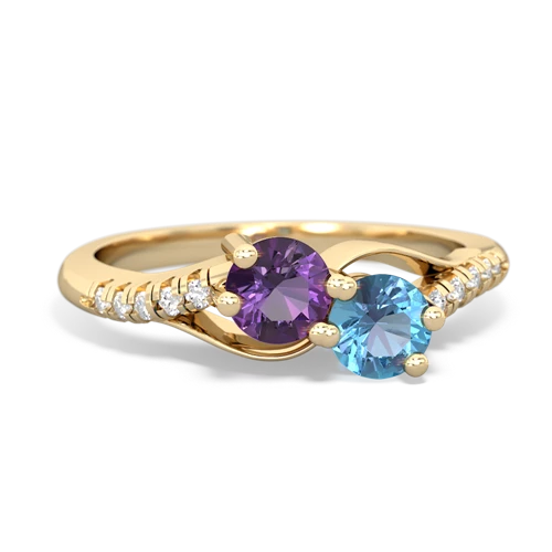 amethyst-blue topaz two stone infinity ring