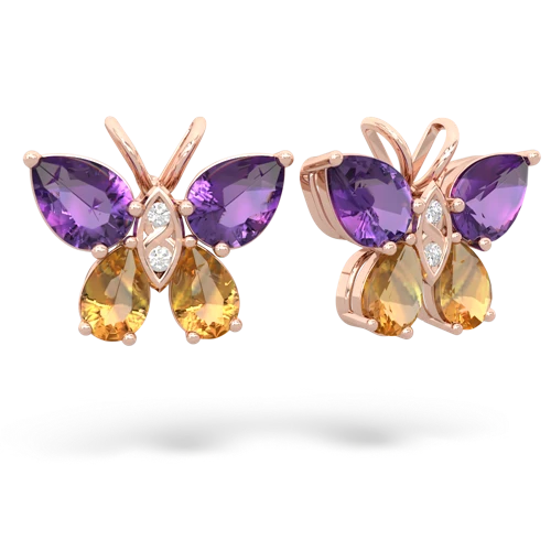 amethyst-citrine butterfly earrings