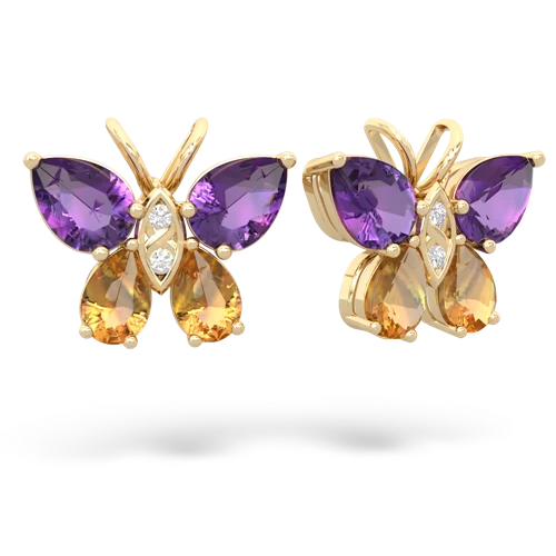 amethyst-citrine butterfly earrings