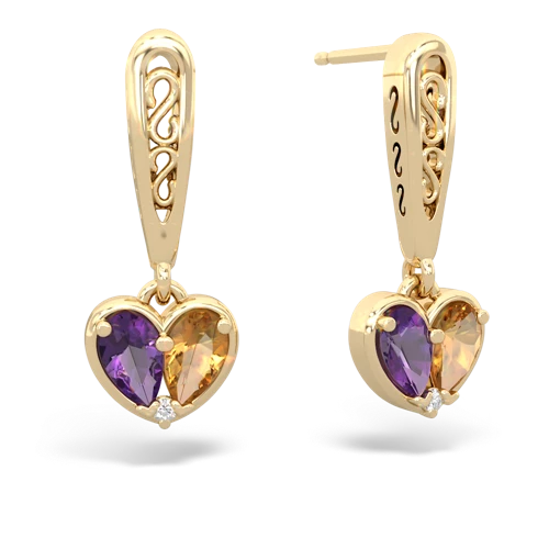 amethyst-citrine filligree earrings