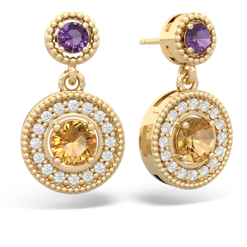 amethyst-citrine halo earrings