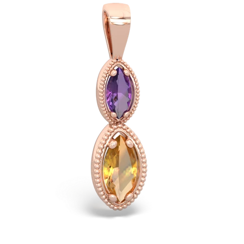 Amethyst Genuine Amethyst with Genuine Citrine Antique-style Halo pendant Pendant