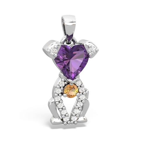 amethyst-citrine birthstone puppy pendant