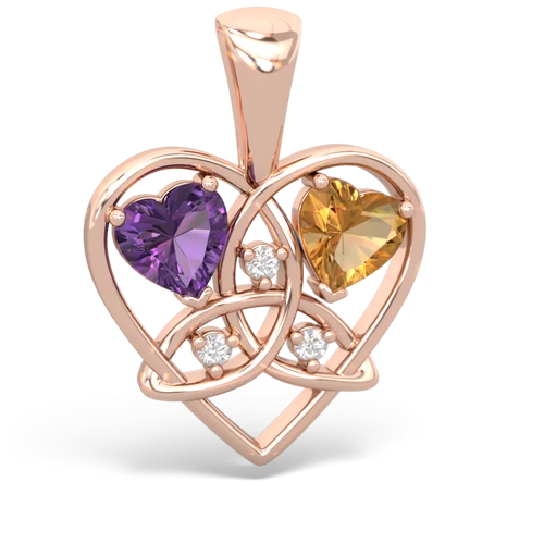 amethyst-citrine celtic heart pendant