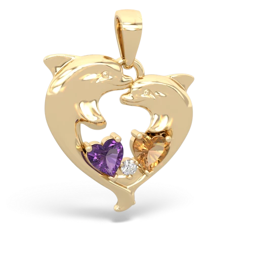 amethyst-citrine dolphins pendant