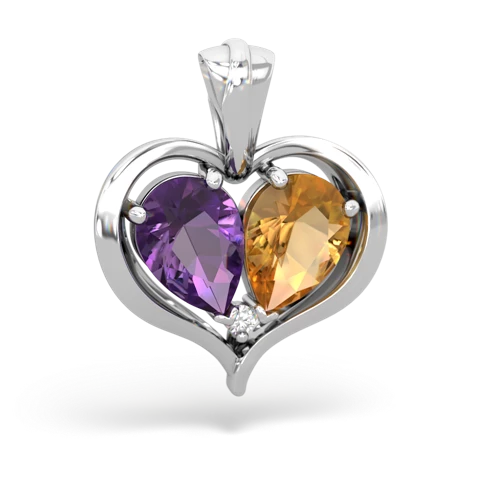 amethyst-citrine half heart whole pendant