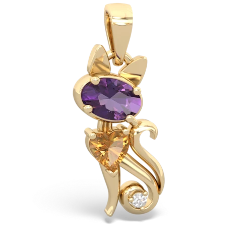 amethyst-citrine kitten pendant