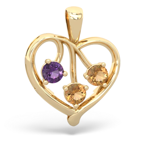 amethyst-citrine love heart pendant