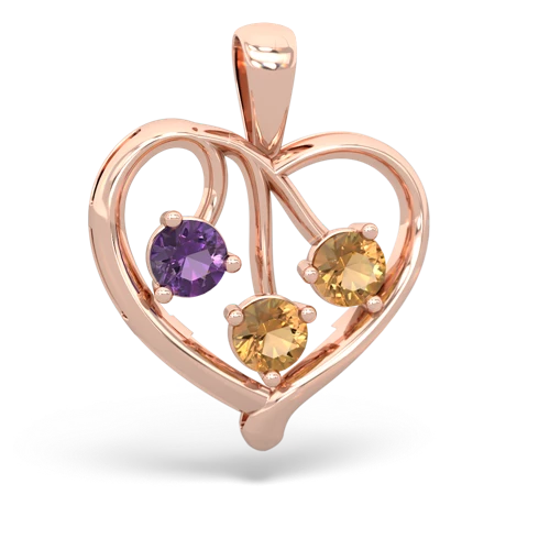 amethyst-citrine love heart pendant