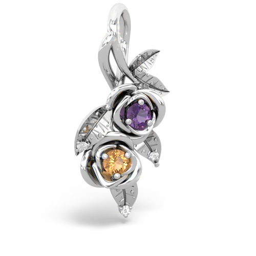 Amethyst Genuine Amethyst with Genuine Citrine Rose Vine pendant Pendant