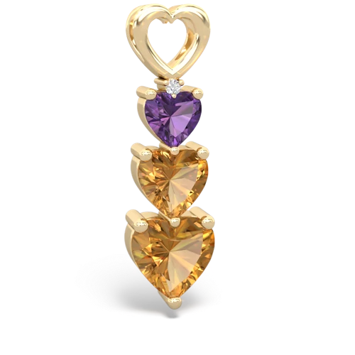 Genuine Amethyst with Genuine Citrine and Lab Created Ruby Past Present Future pendant