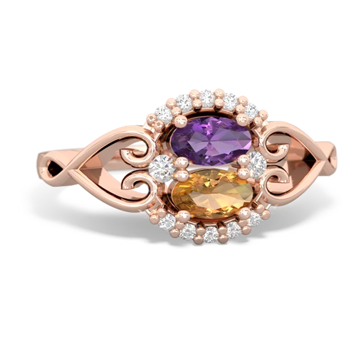 amethyst-citrine antique keepsake ring