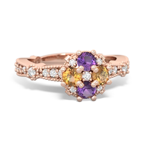 amethyst-citrine art deco engagement ring