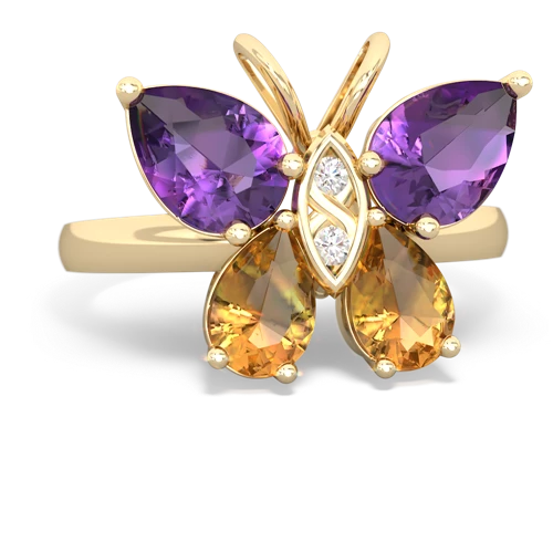 amethyst-citrine butterfly ring