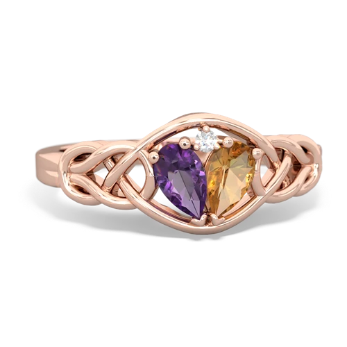 Amethyst Genuine Amethyst with Genuine Citrine Celtic Love Knot ring Ring