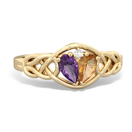 amethyst-citrine celtic knot ring