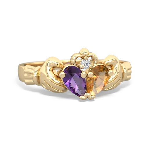 amethyst-citrine claddagh ring