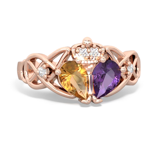 amethyst-citrine claddagh ring