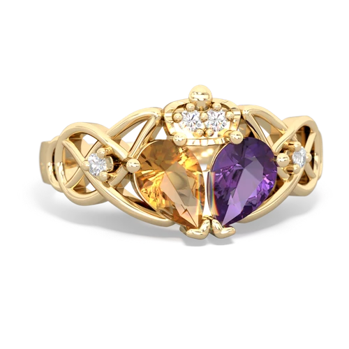 amethyst-citrine claddagh ring