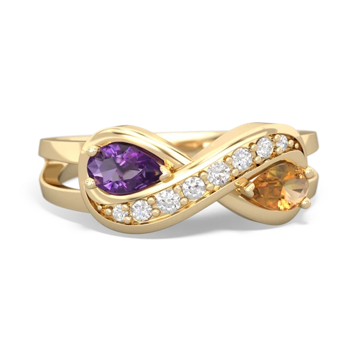 Amethyst Genuine Amethyst with Genuine Citrine Diamond Infinity ring Ring