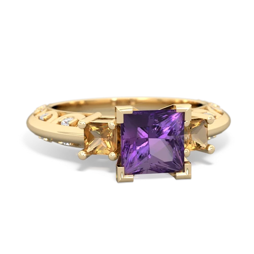 Amethyst Genuine Amethyst with Genuine Citrine and  Art Deco ring Ring