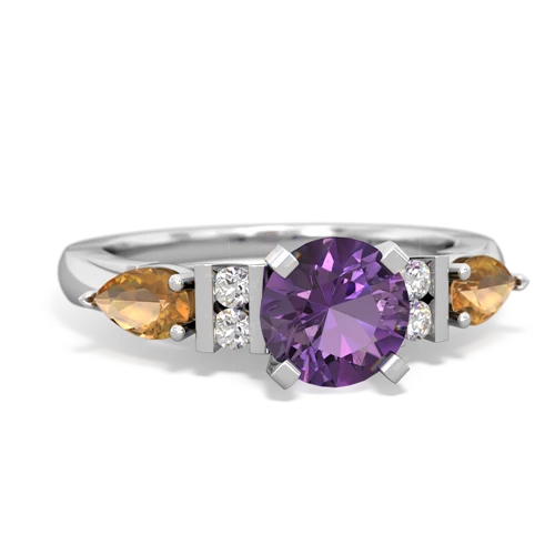 Amethyst Genuine Amethyst with Genuine Citrine and  Engagement ring Ring