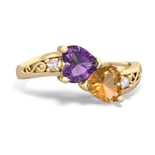 amethyst-citrine filligree ring