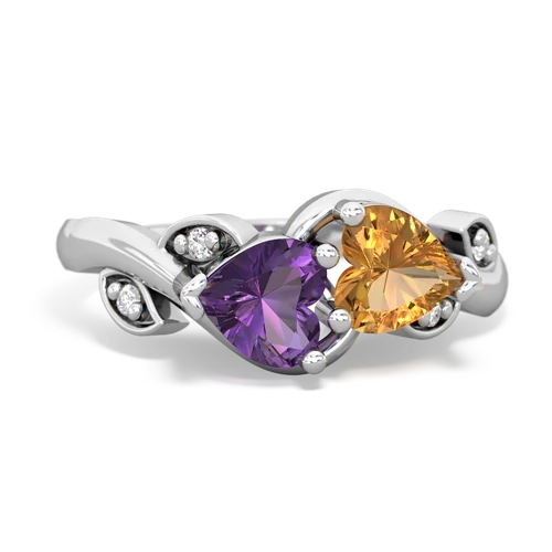 Amethyst Genuine Amethyst with Genuine Citrine Floral Elegance ring Ring